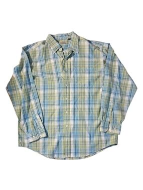 L.L. Bean Men's Blue & Green Plaid Button-Down Shirt Sz L